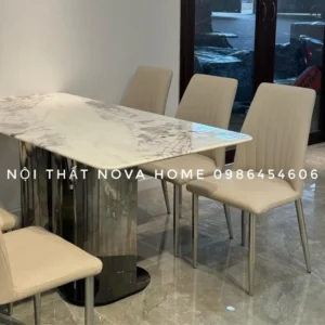 ComBo Bàn Đá Vi Tinh Thể Và 6 Ghế Nova Line