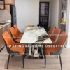 ComBo Bàn Đá Vi Tinh Thể 160cm Và 6 Ghế Họa Tiết Xương Cá