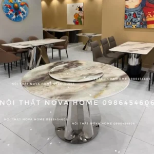 Nova Home 22 BAMT01 – Bàn Tròn Mặt Đá Có Mâm Xoay
