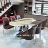 BAOV01 – Bàn Ăn Mặt Đá Oval Tự Nhiên Hiện Đại