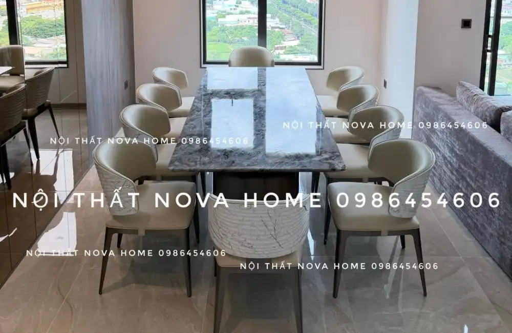 ComBo Bàn Đá Thạch Anh Và 8 Ghế Royal Liền Khối 8 ComBo Bàn Đá Thạch Anh Và 6 Ghế Royal Liền Khối