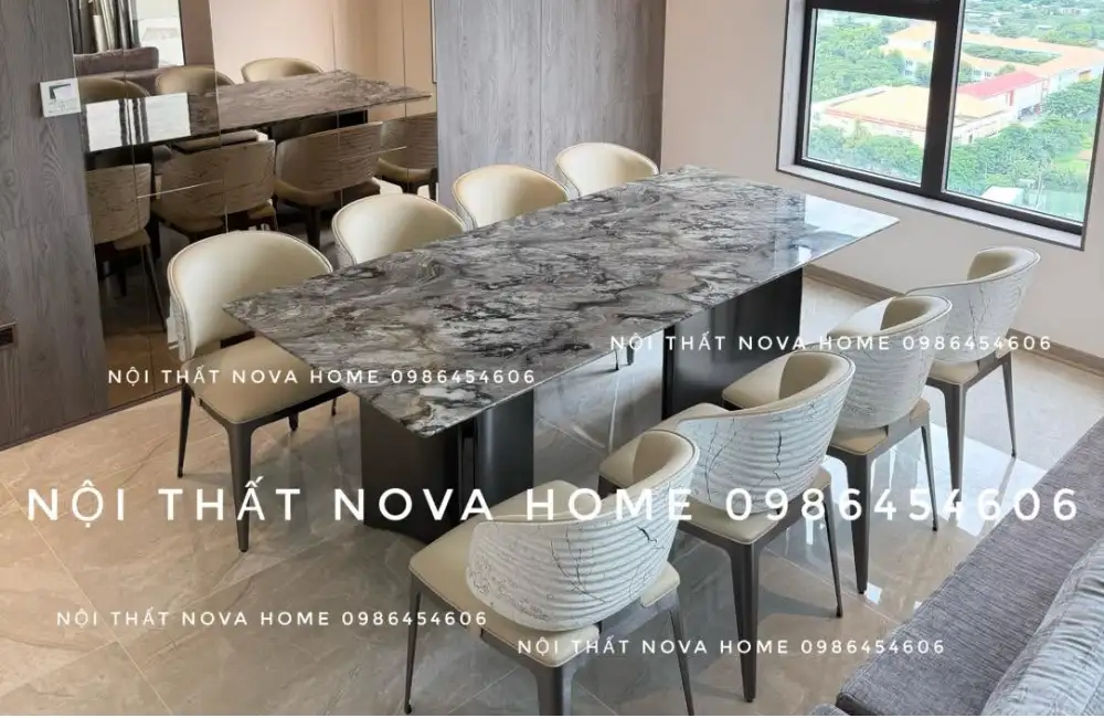ComBo Bàn Đá Thạch Anh Và 8 Ghế Royal Liền Khối 7 ComBo Bàn Đá Thạch Anh Và 6 Ghế Royal Liền Khối