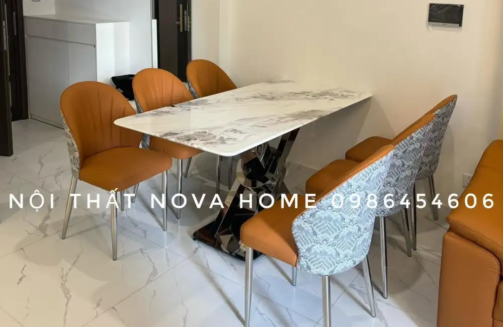 GACC07 Ghế Ăn Sò Phối Hoa Văn