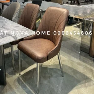 Nova Home 34 GACC08 Ghế Ăn Da Vân Bò Cổ Điển